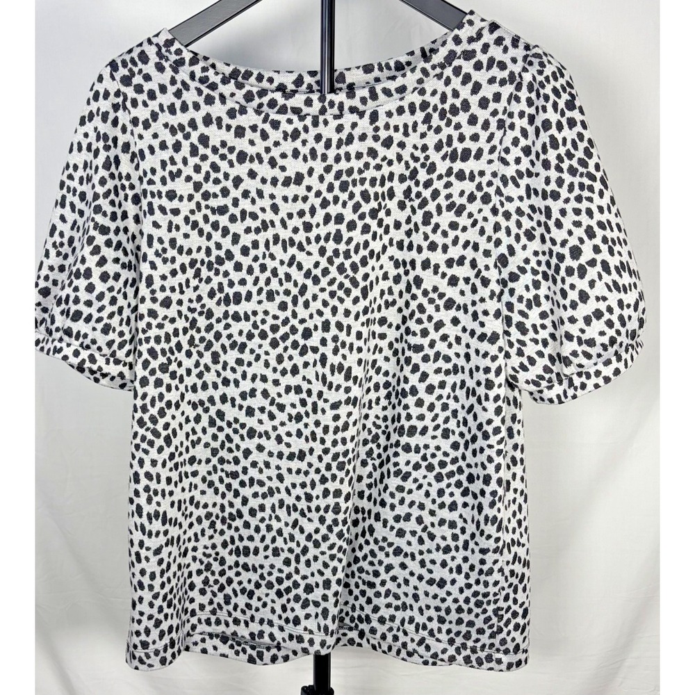 Ann Taylor LOFT Short Sleeve Leopard Print Puff Sleeve Top Size M